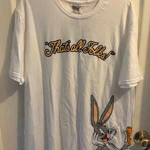That’s All Folks Warner Bros. Looney Tunes White Cotton Tee size Large